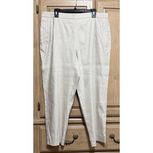 Alfani Linen Blend Pullover Pants Women's Size XL Cream High Rise Relaxed Fit